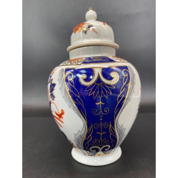 Vintage Ardco Asian Multicolor Floral Ginger Blue & Gold Jar Made in Japan 6 1/2 - Picture 2 of 10